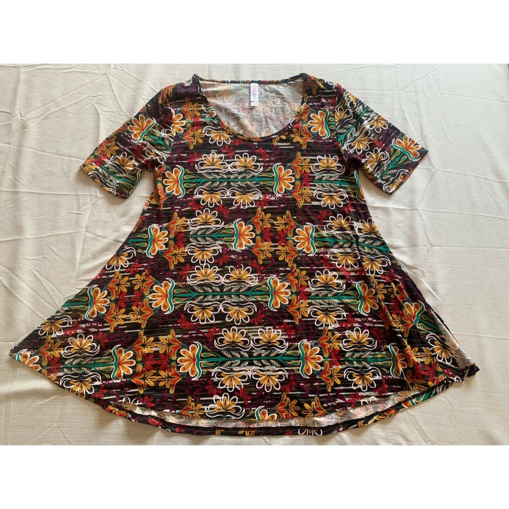 LULAROE Fall Floral Short Sleeve Shirt Size Small EUC